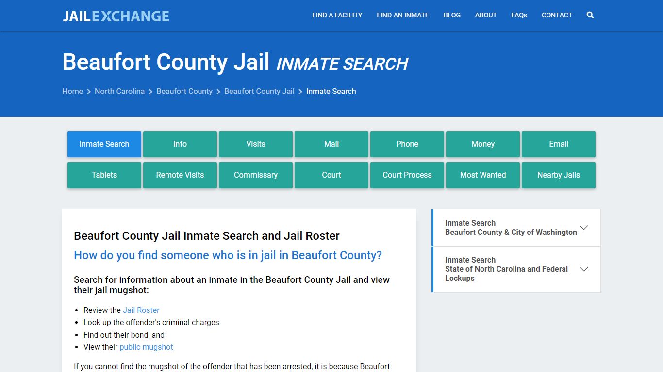 Inmate Search: Roster & Mugshots - Beaufort County Jail, NC